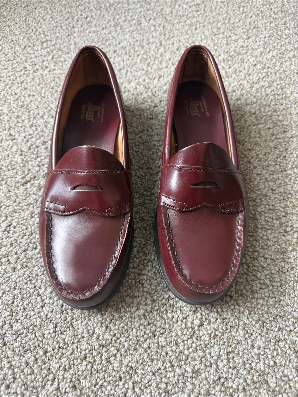 Bass Weejuns Burgundy Leather Penny Loafers – Women’s 7 - Picture 2 of 7